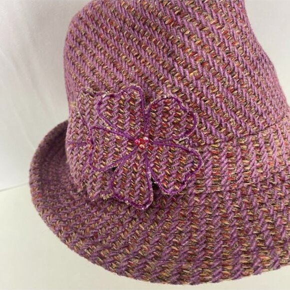 Tweed Pink Women's Fedora Style Hat Wool Blend Size 56. - Picture 5 of 6